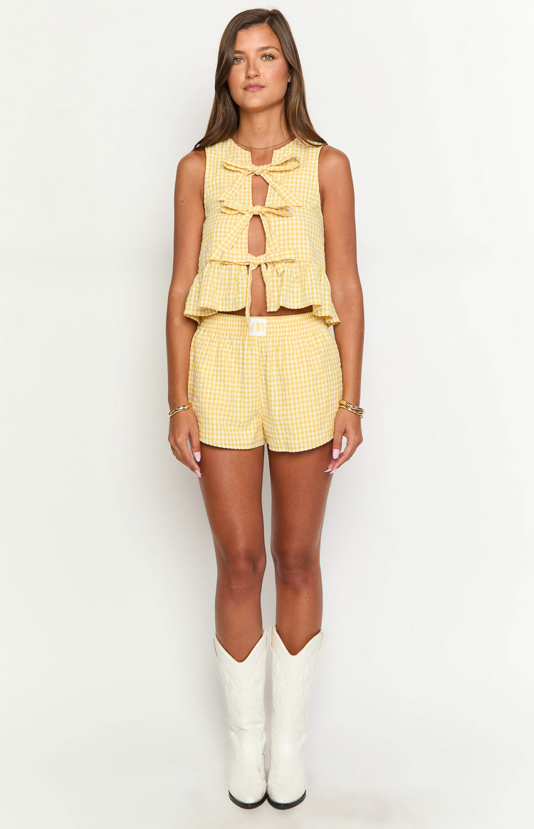 Baxter Yellow Gingham Shorts — 4