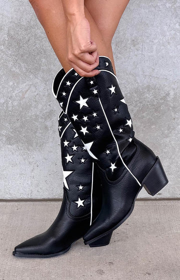 Billini Dollie Black And White Cowboy Boots — 1