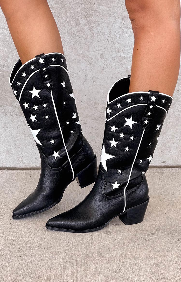 Billini Dollie Black And White Cowboy Boots — 5