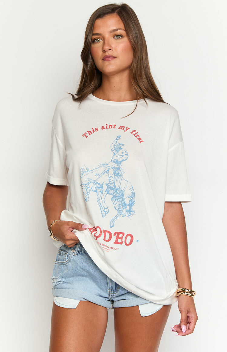 The Laundry Room First Rodeo White Oversized Tee — 4