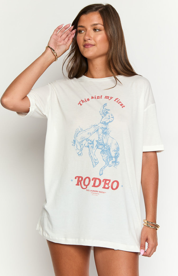 The Laundry Room First Rodeo White Oversized Tee — 1