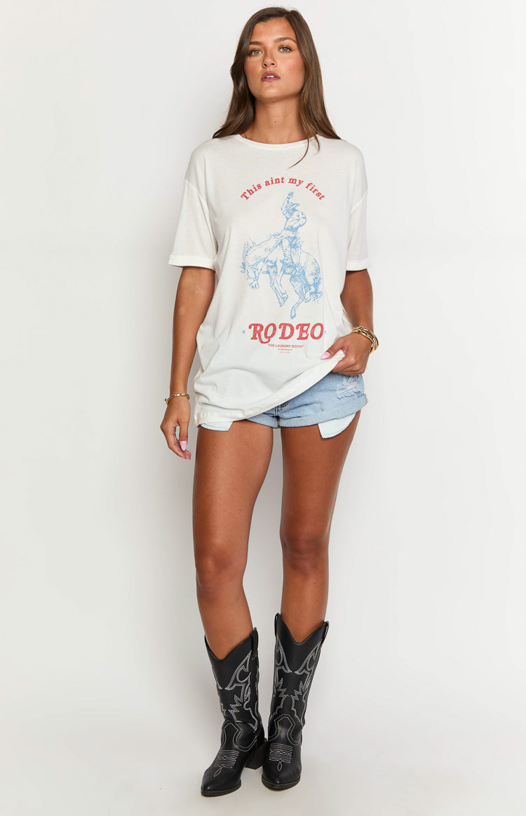 The Laundry Room First Rodeo White Oversized Tee — 3