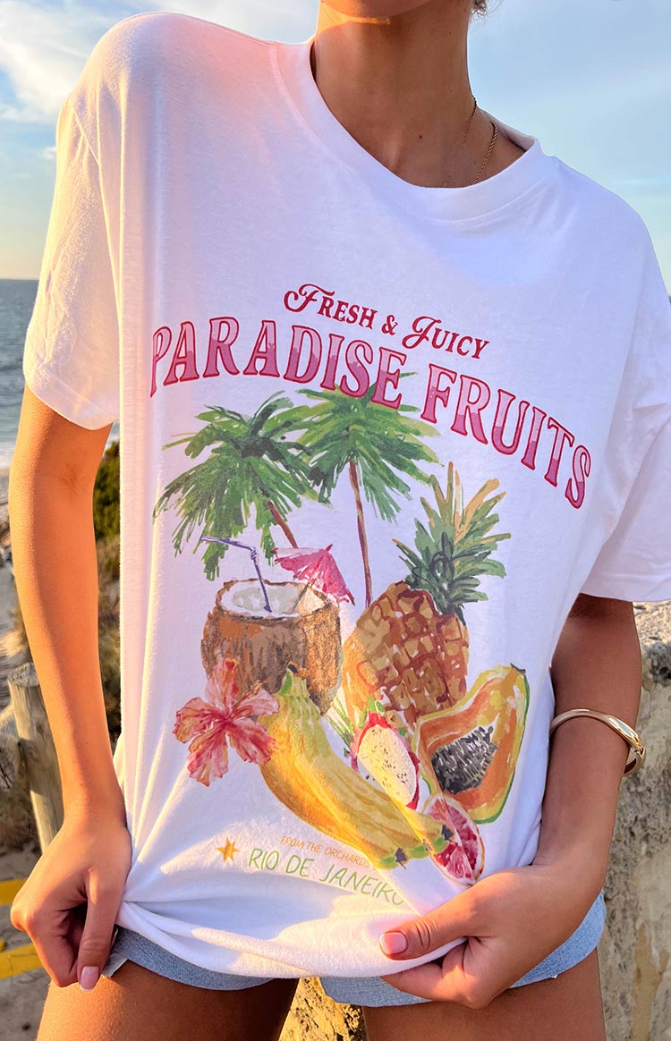 Beginning Paradise Fruits White Tee — 1