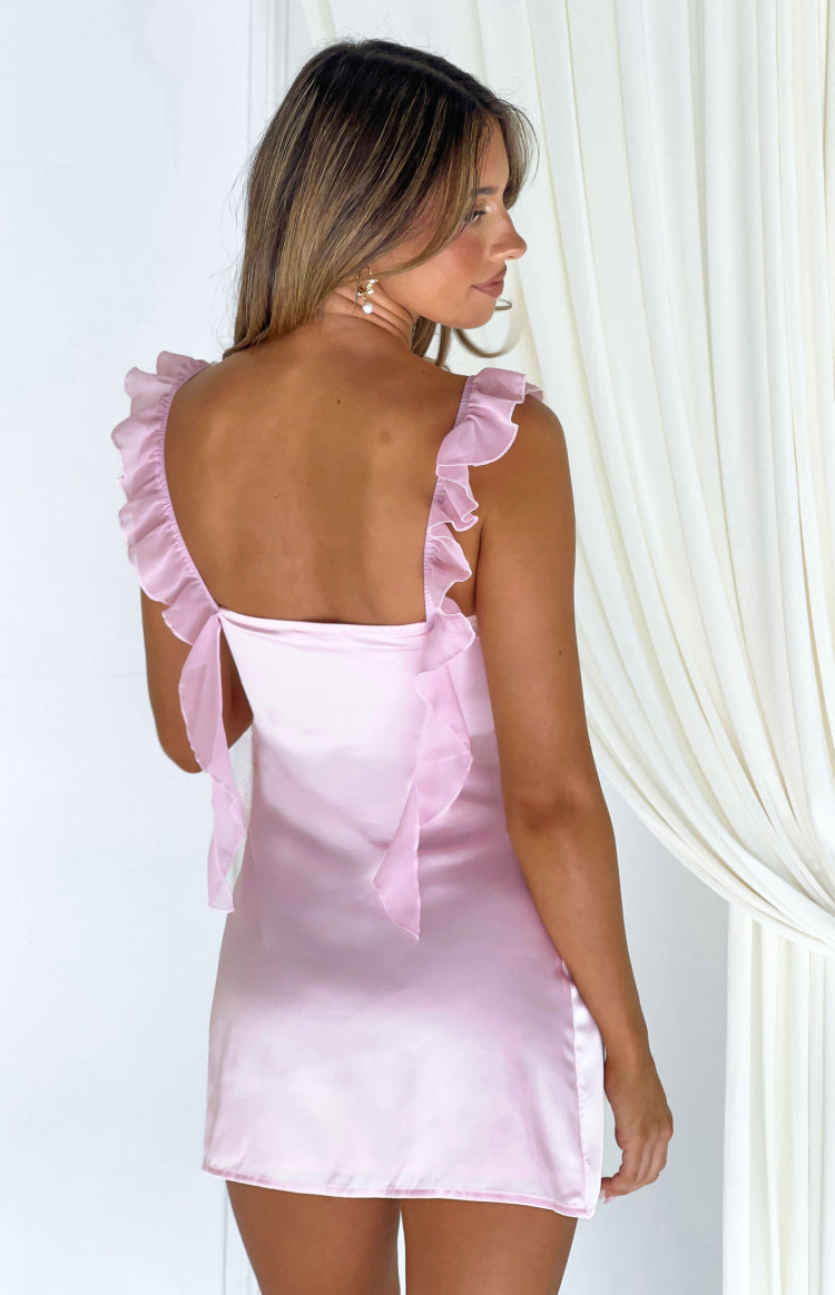 Joyce Pink Satin Mini Dress — 5