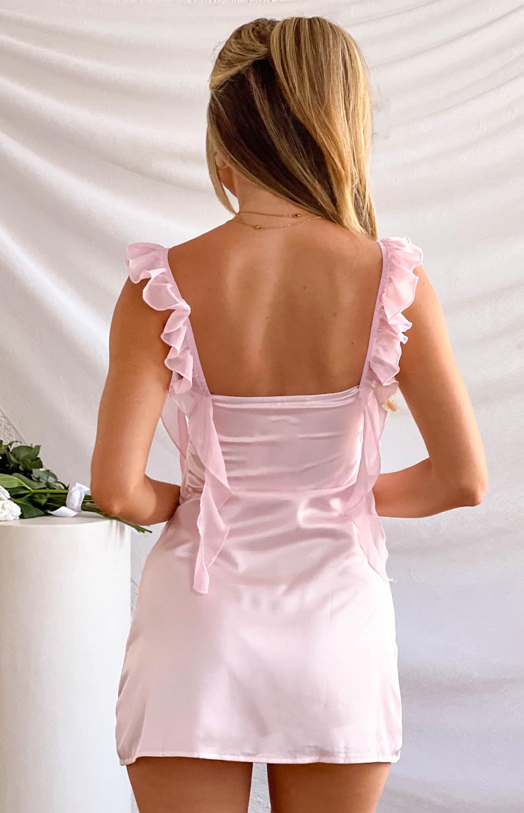 Joyce Pink Satin Mini Dress — 14