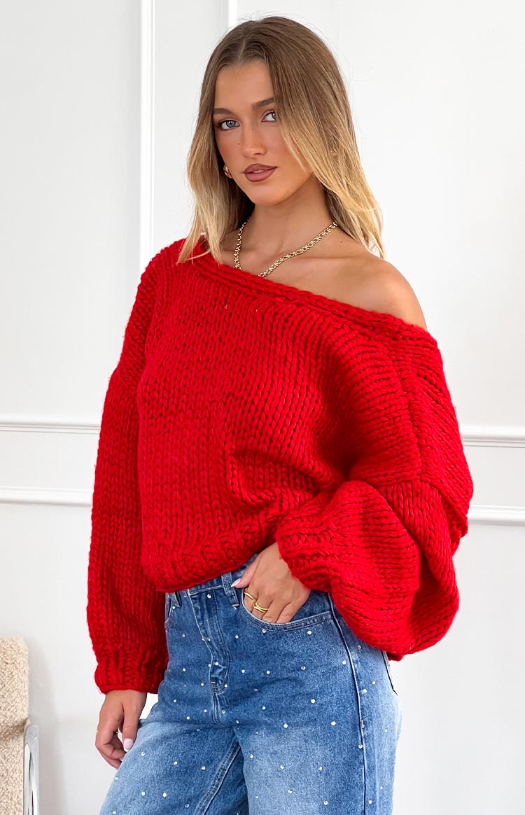 Holiday Red Tie Up Knit Cardigan — 14