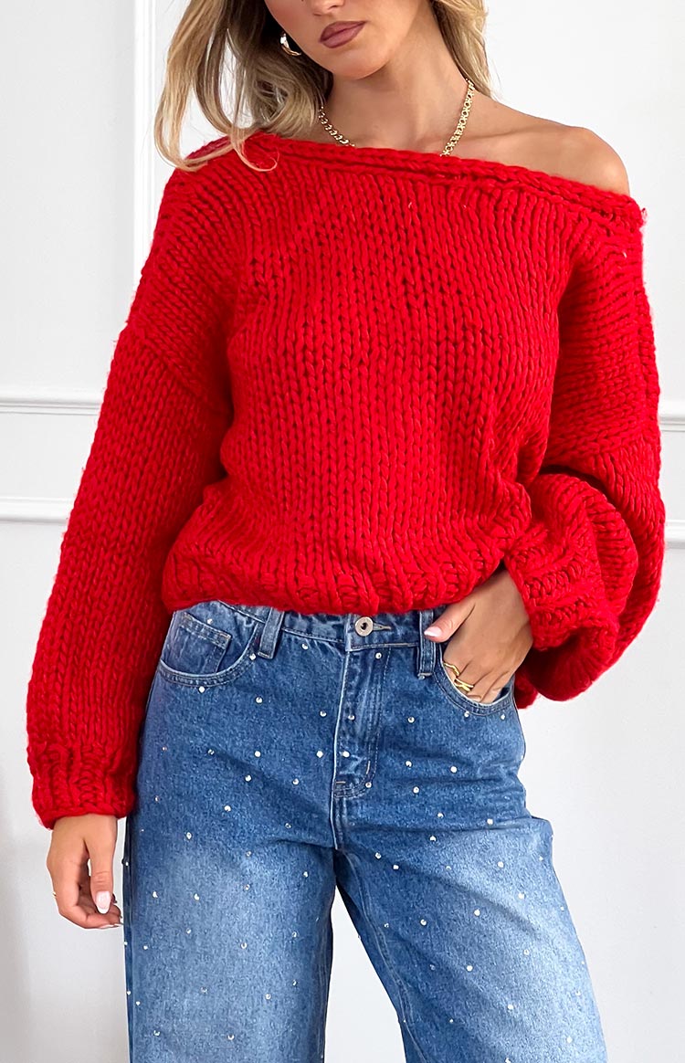 Holiday Red Tie Up Knit Cardigan — 15