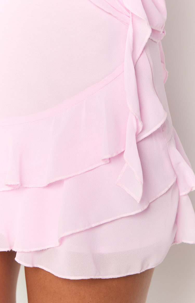 Caspian Pink Chiffon Mini Skirt — 8