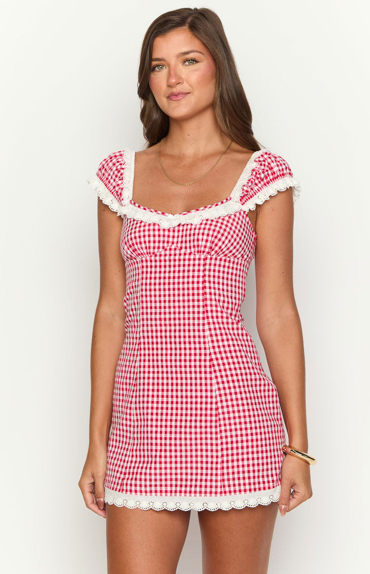 Jolie Red Short Sleeve Mini Dress — 1