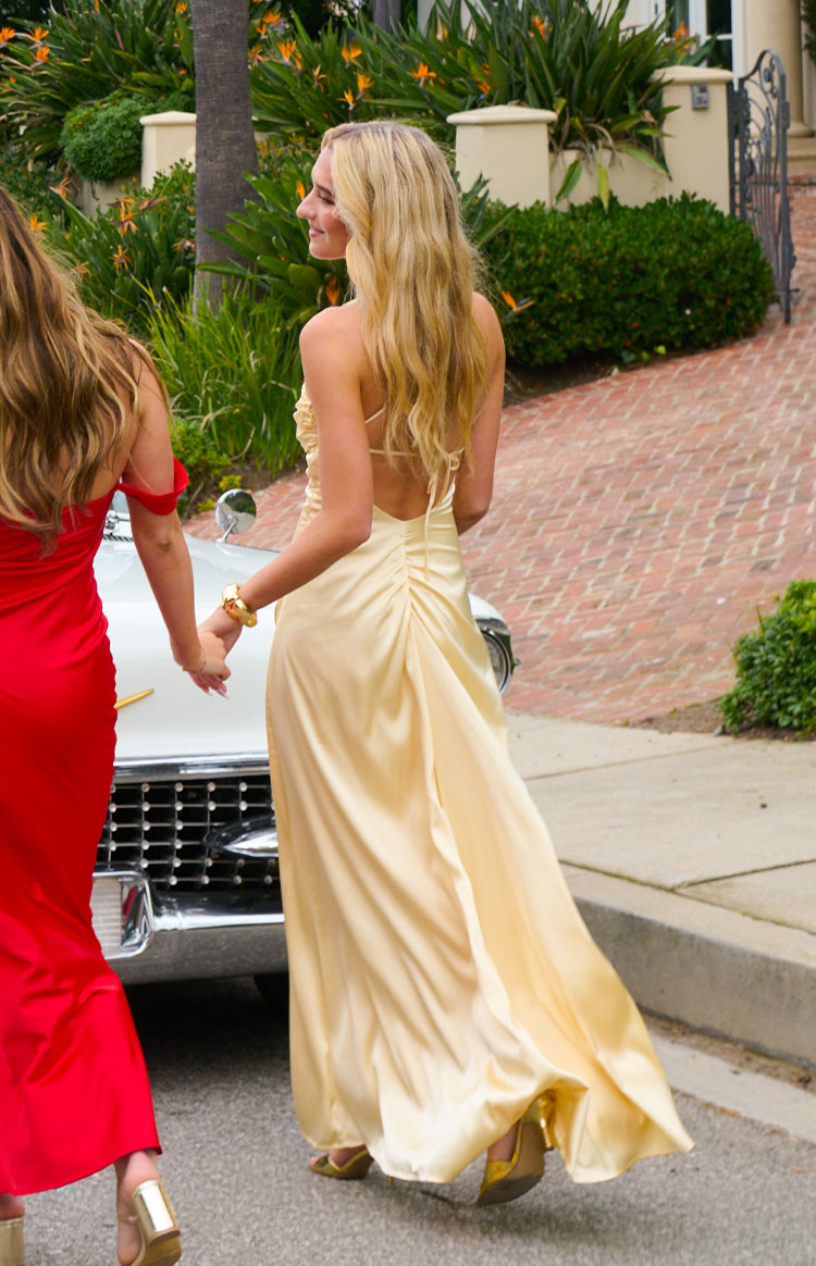 Blaise Yellow Satin Maxi Dress — 13