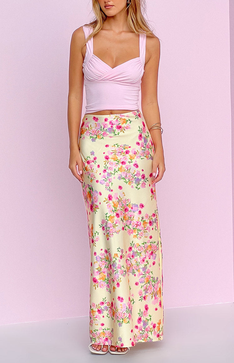 Genevieve Yellow Bloom Maxi Skirt — 1