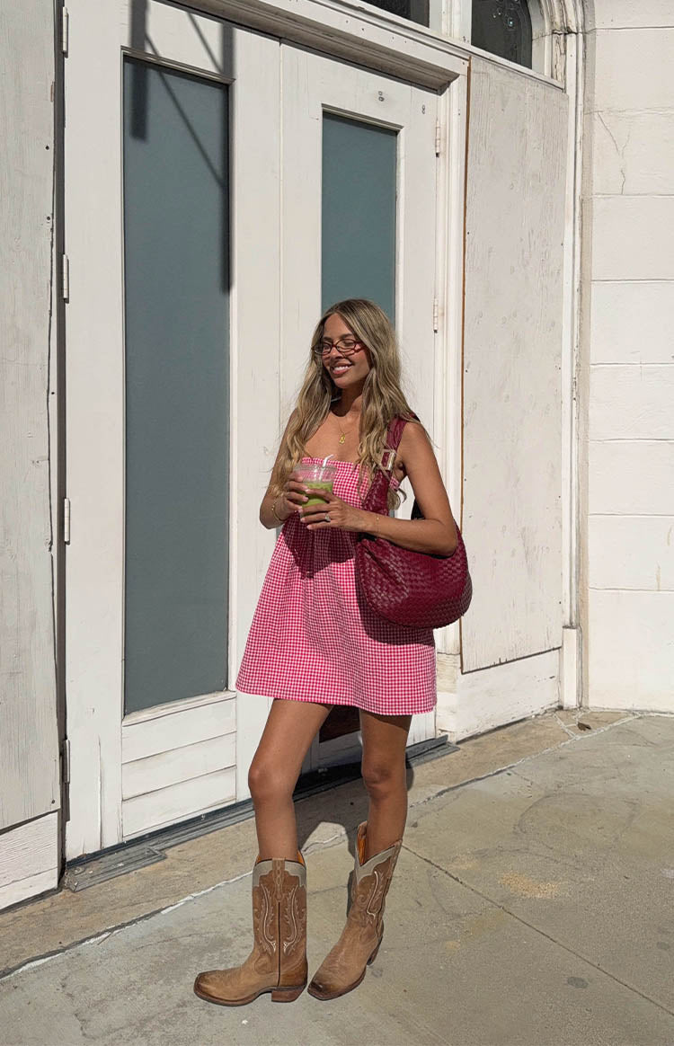 Berrie Red Gingham Strapless Mini Dress — 15