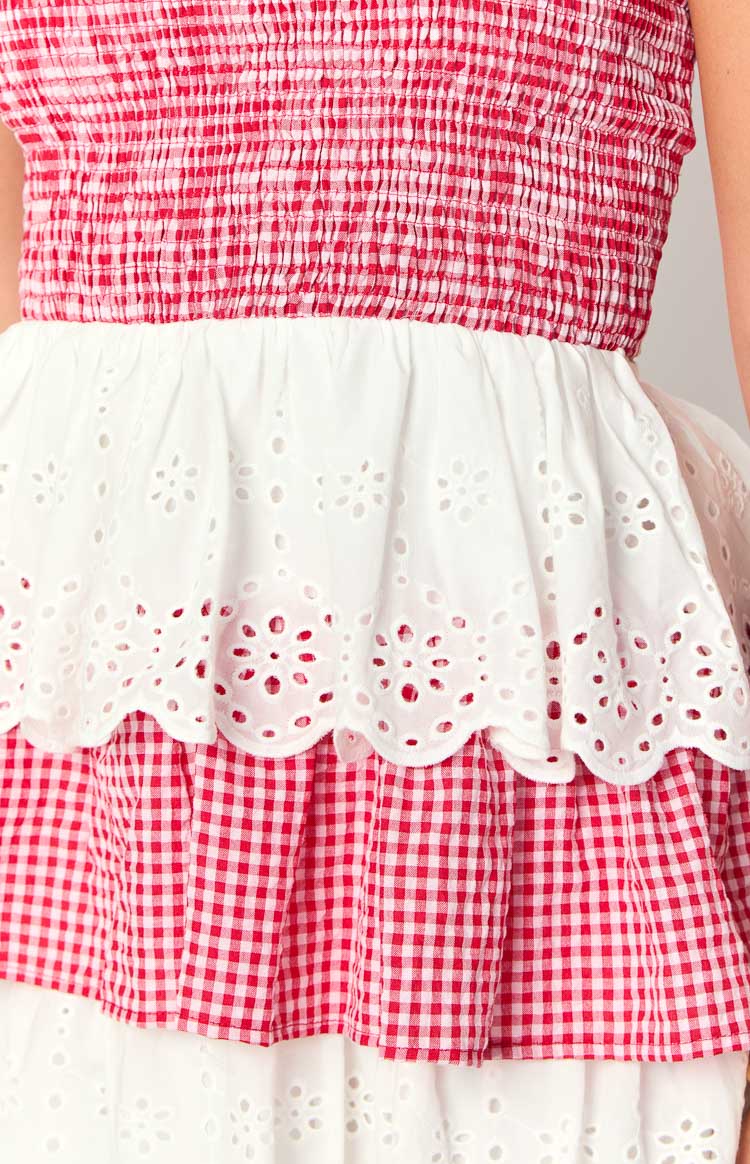 Rosealie Red And White Strapless Mini Dress — 6