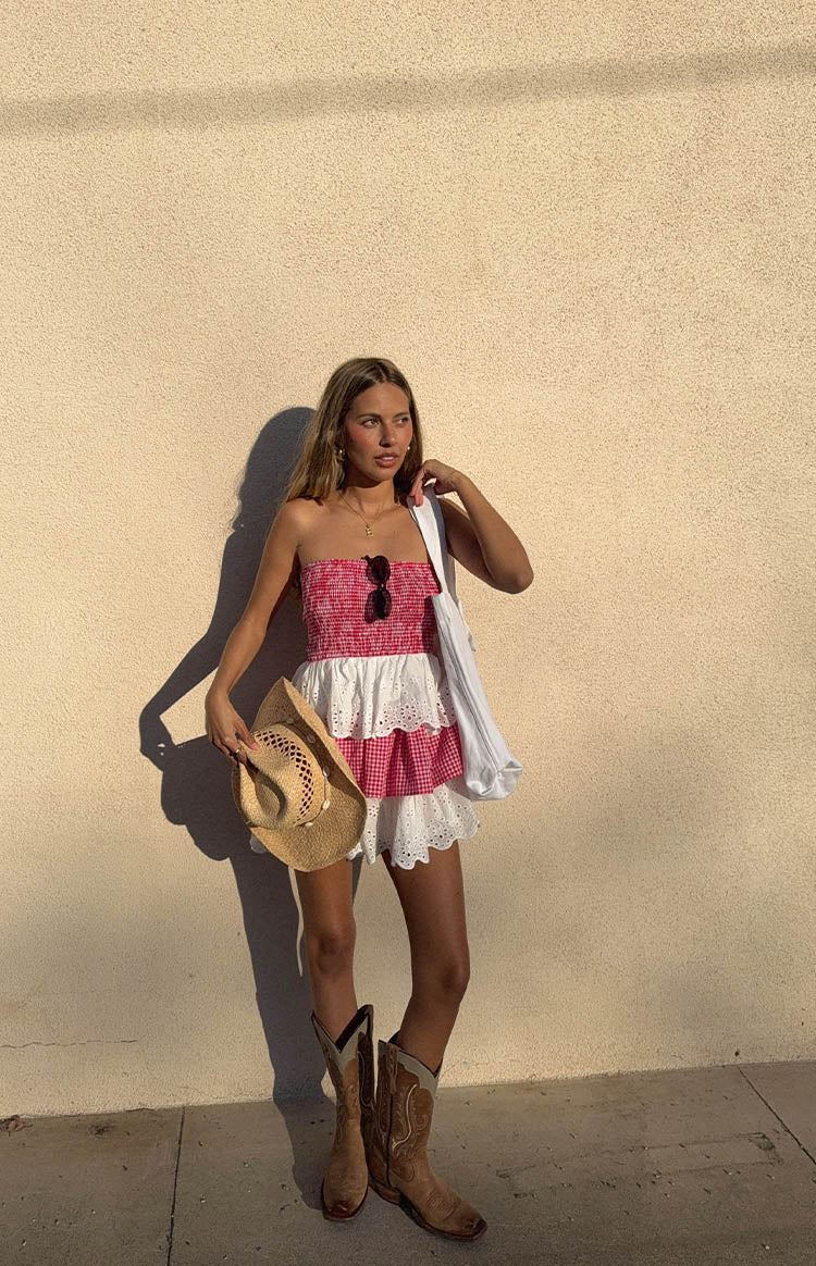 Rosealie Red And White Strapless Mini Dress — 7