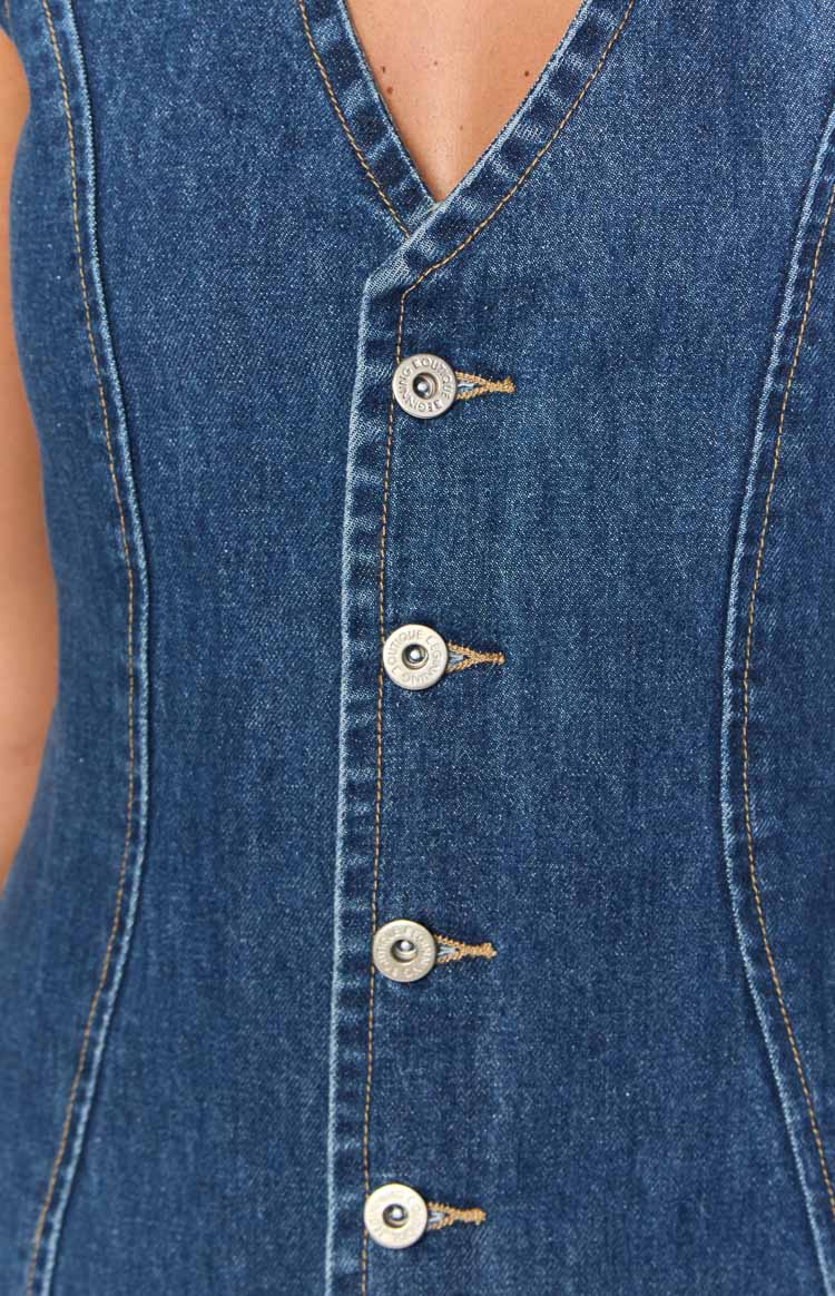 Isla Dark Wash Denim Mini Dress — 6