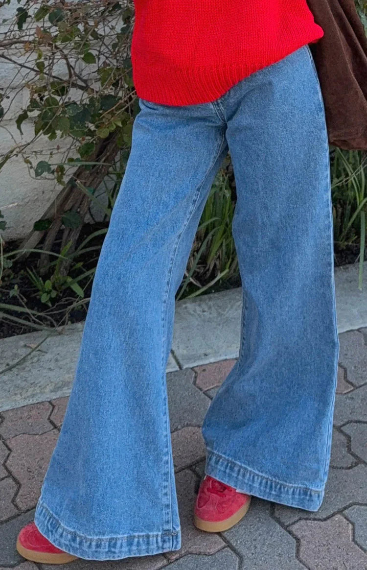 Dandy Mid Wash Denim Flare Jeans — 1