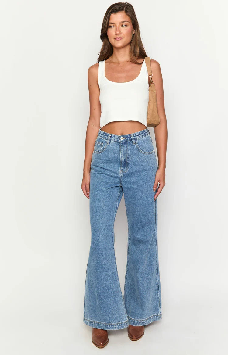 Dandy Mid Wash Denim Flare Jeans — 3