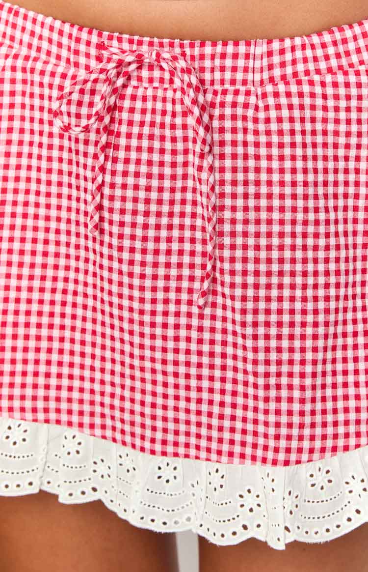 Ottilie Red Gingham Mini Skirt — 8