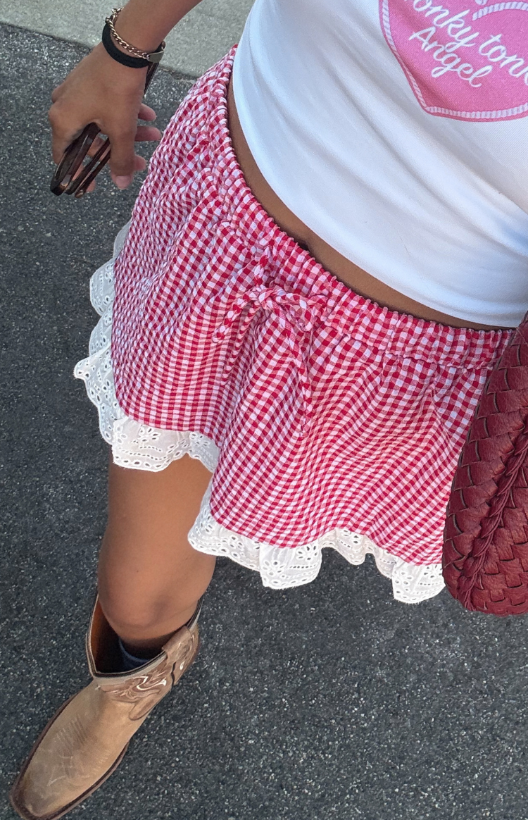 Ottilie Red Gingham Mini Skirt — 9