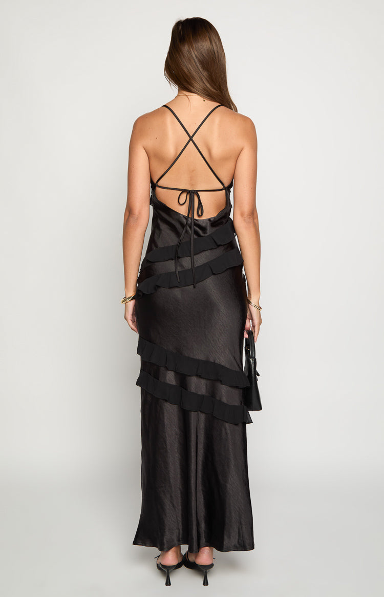 Inara Black Ruffle Maxi Dress — 5