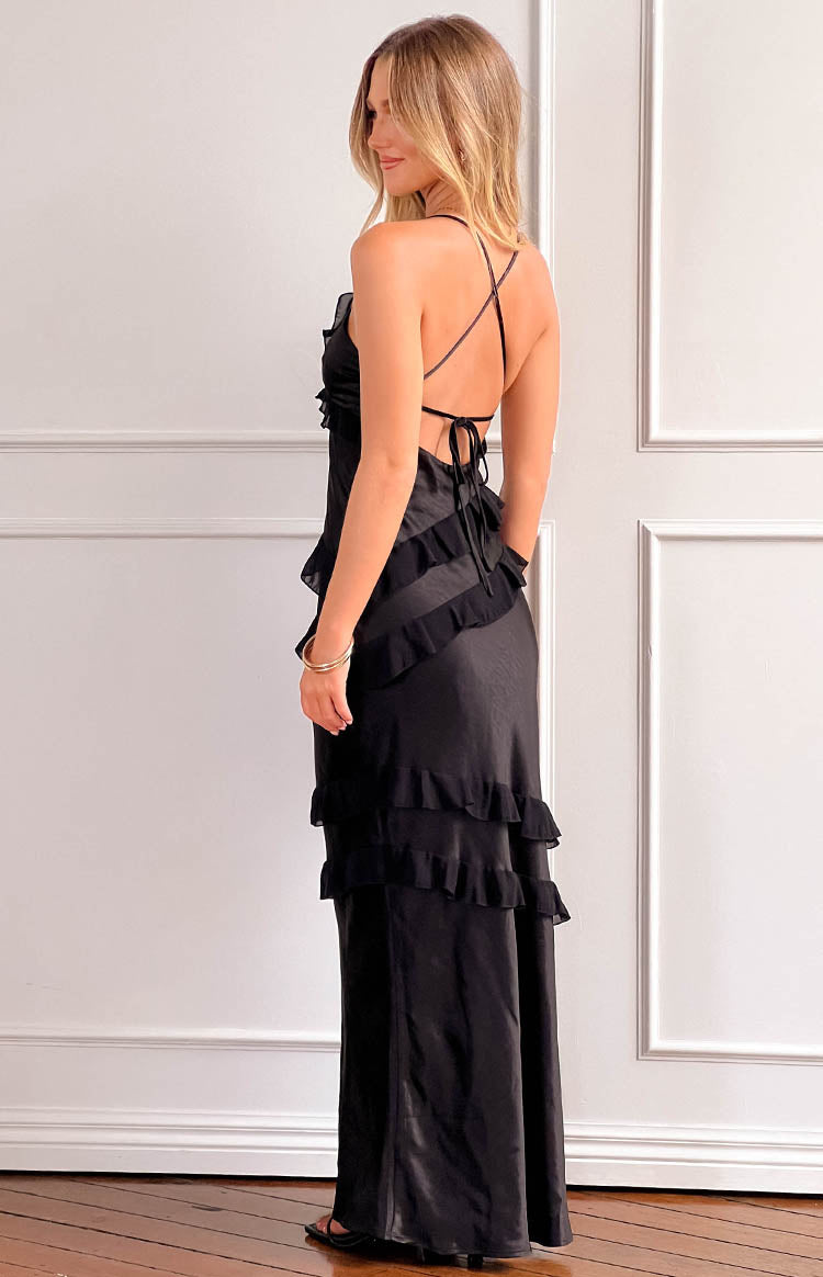 Inara Black Ruffle Maxi Dress — 8