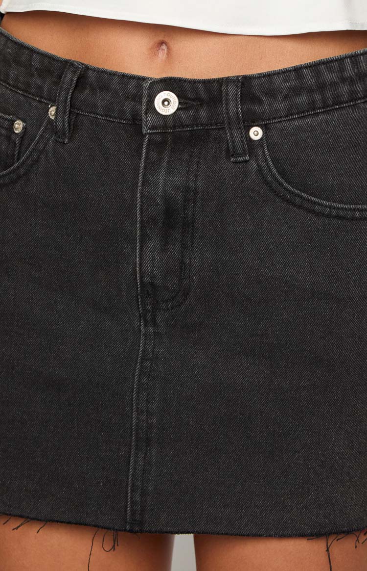 Siletto Black Denim Low Rise Mini Skirt — 7