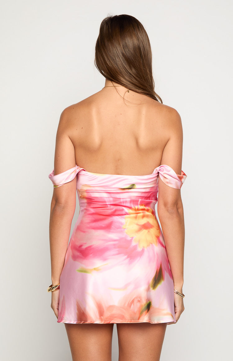 Zoella Pink Floral Off The Shoulder Mini Dress — 4
