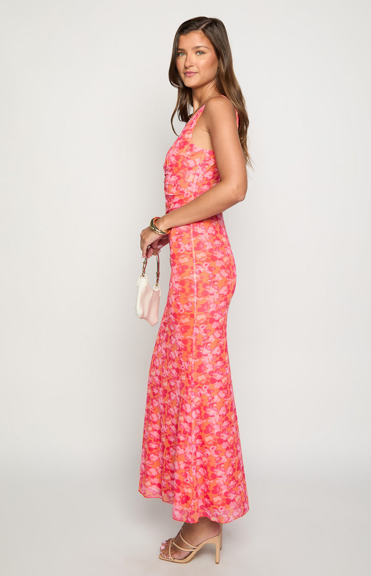 Beck Orange Floral Print Maxi Dress — 4