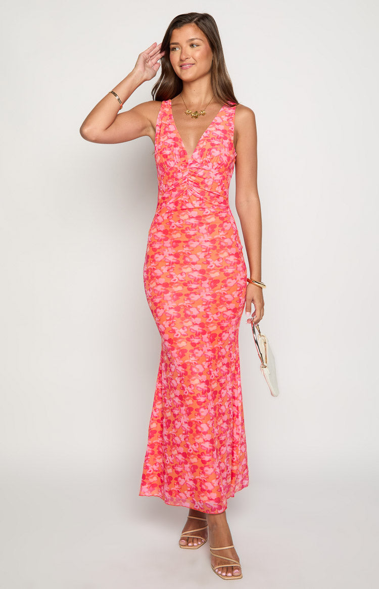 Beck Orange Floral Print Maxi Dress — 2