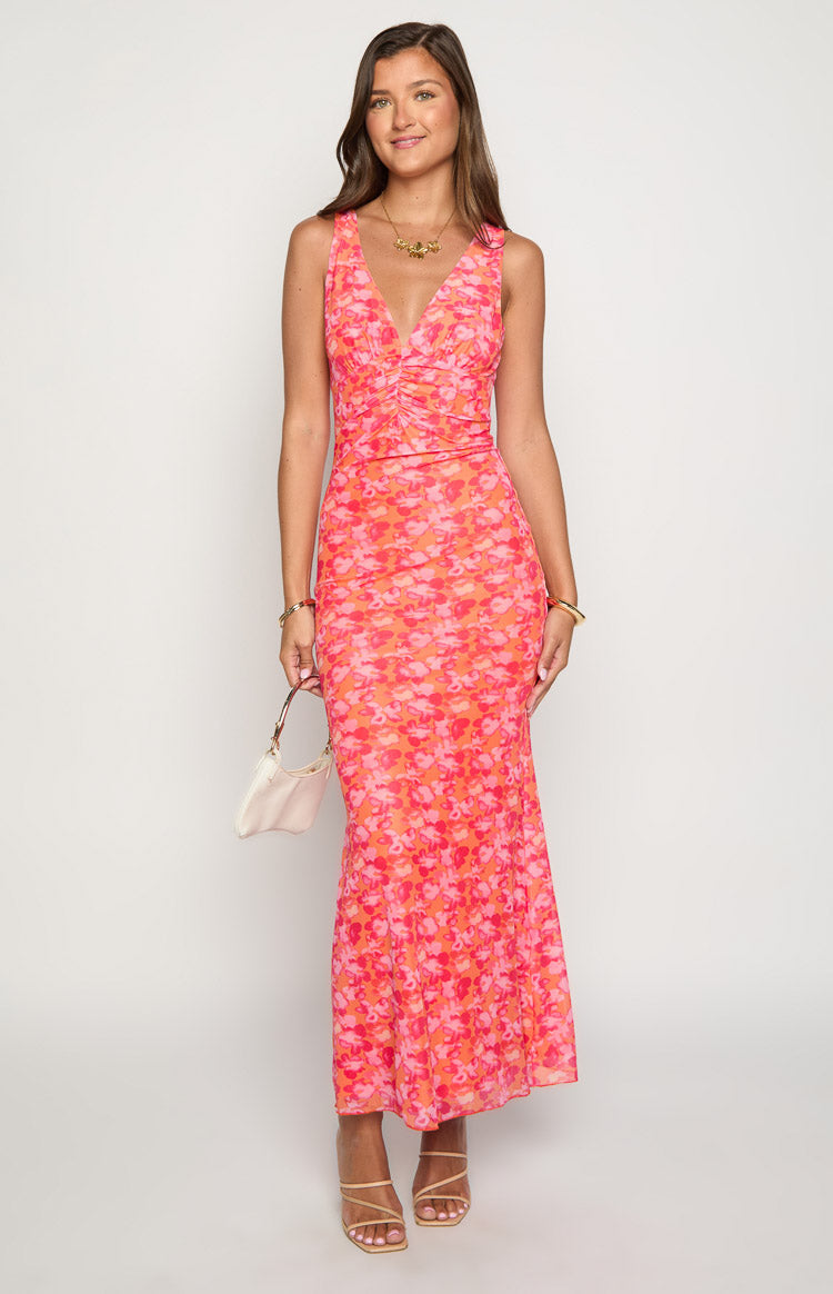 Beck Orange Floral Print Maxi Dress — 3