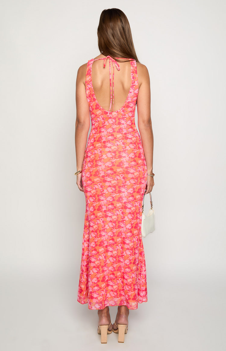 Beck Orange Floral Print Maxi Dress — 5