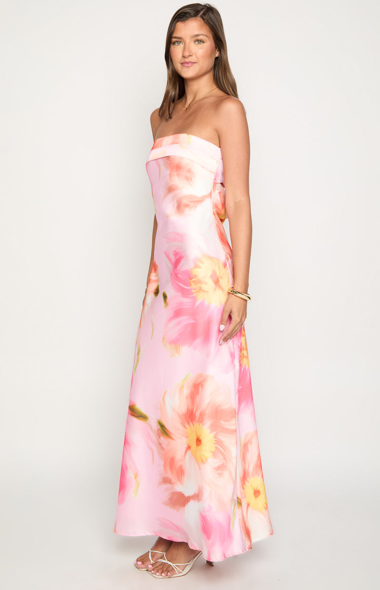 Maiah Pink Floral Print Maxi Dress — 4