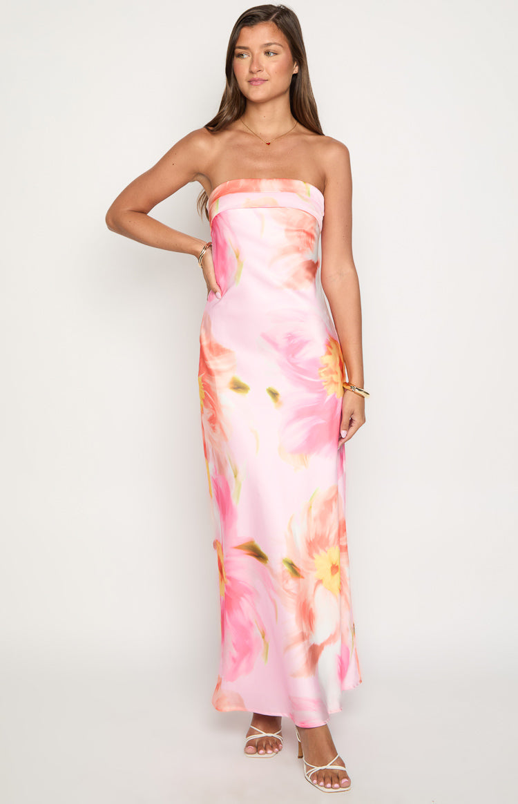 Maiah Pink Floral Print Maxi Dress — 3