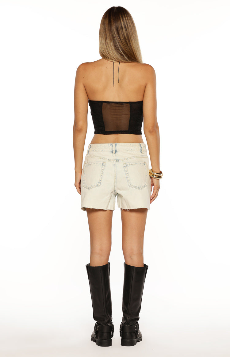Stay Black Strapless Mesh Corset Top — 5