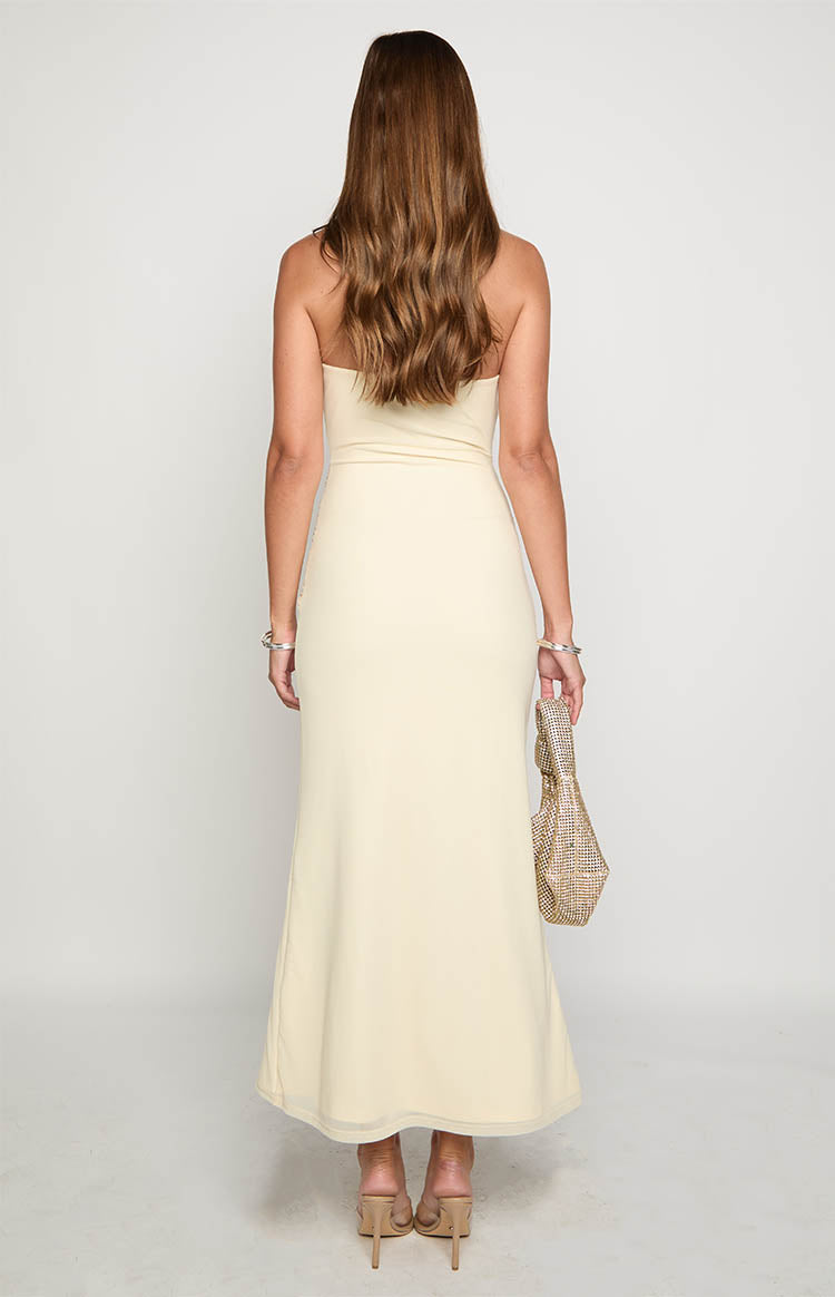 Krissy Cream Mesh Strapless Maxi Dress — 5