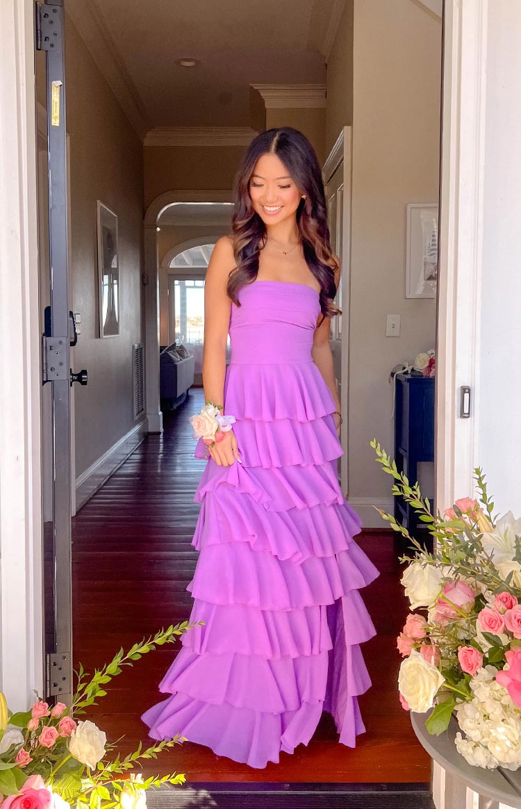Kim Magenta Strapless Ruffle Maxi Dress — 4
