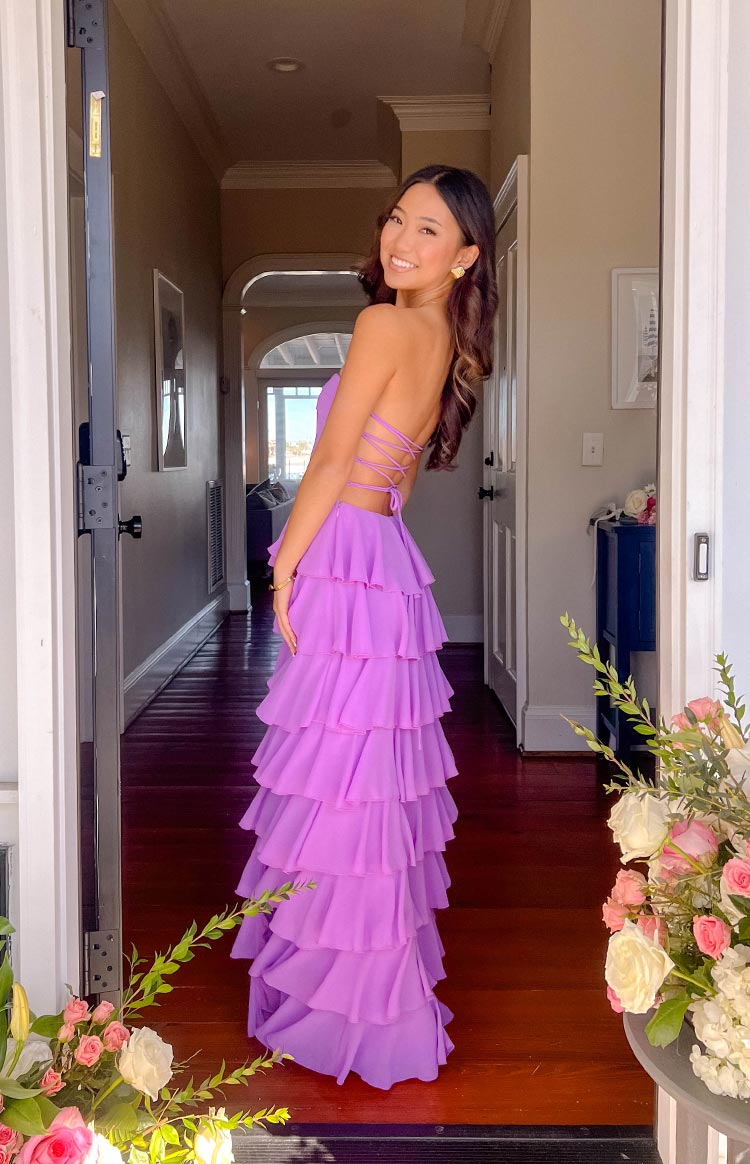 Kim Magenta Strapless Ruffle Maxi Dress — 5