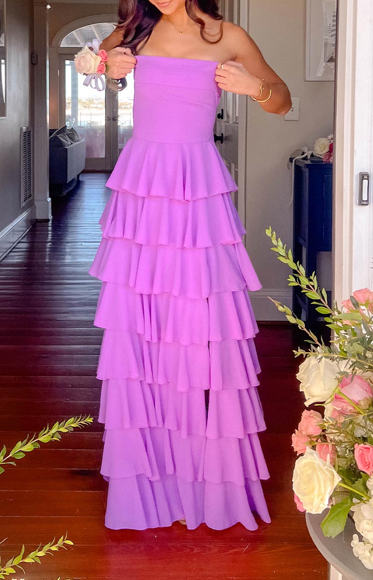 Kim Magenta Strapless Ruffle Maxi Dress — 6