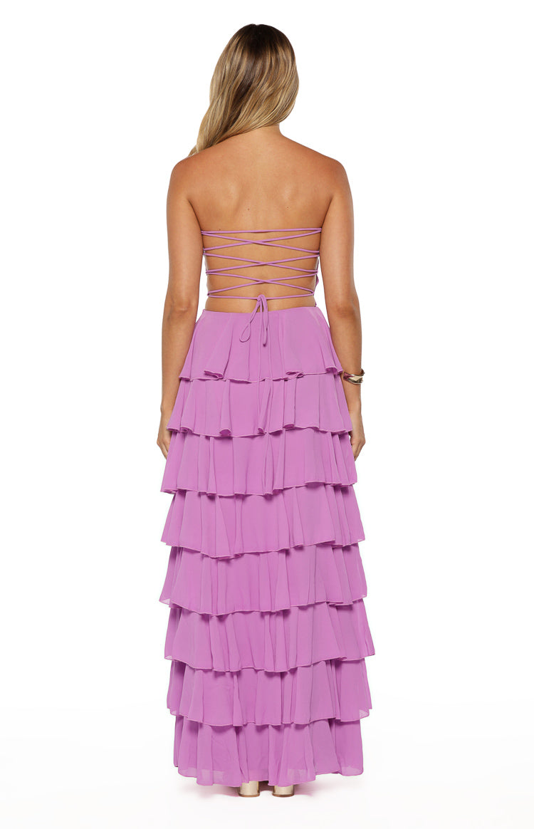 Kim Magenta Strapless Ruffle Maxi Dress — 9