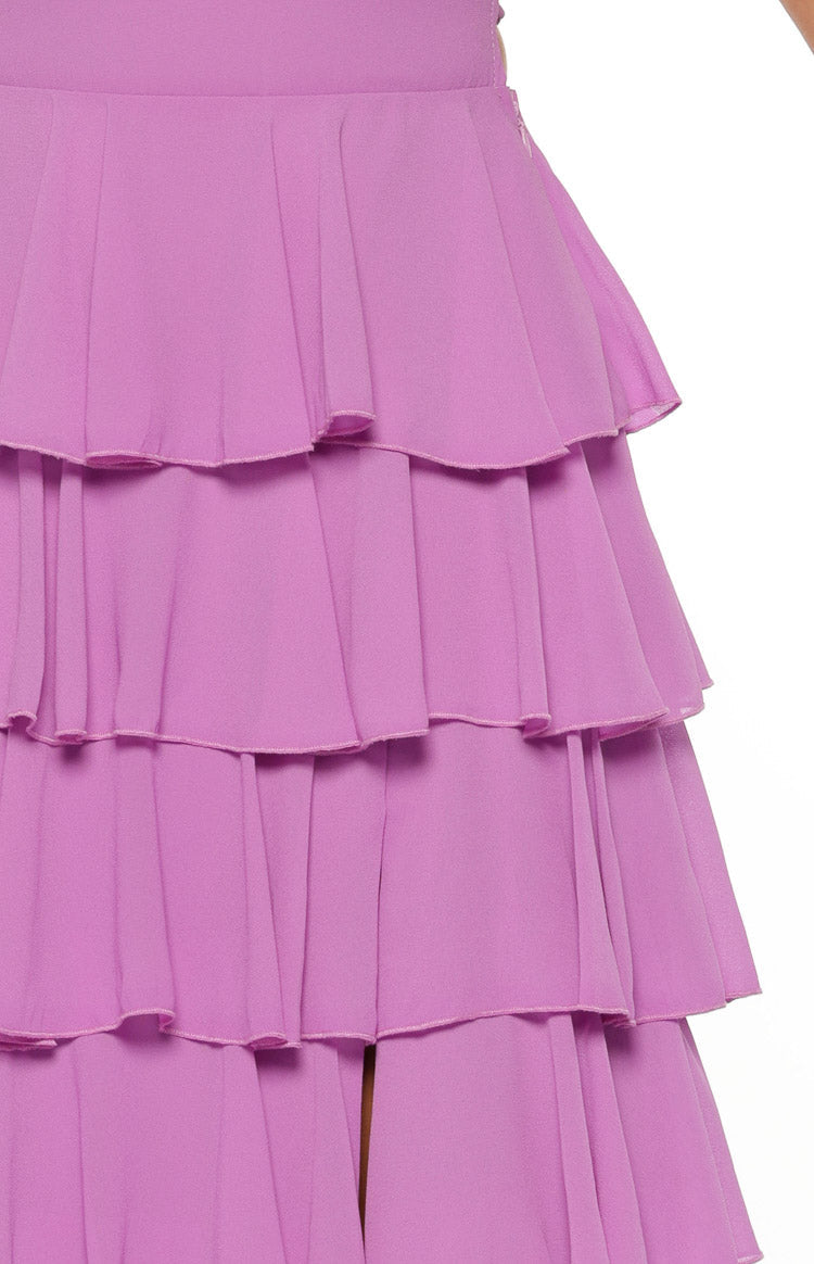 Kim Magenta Strapless Ruffle Maxi Dress — 10