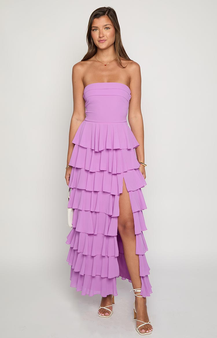 Kim Magenta Strapless Ruffle Maxi Dress — 13