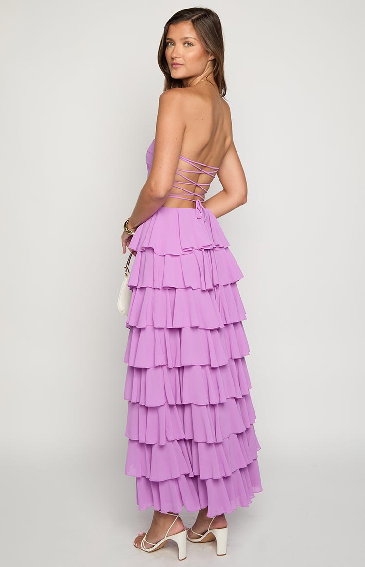 Kim Magenta Strapless Ruffle Maxi Dress — 16