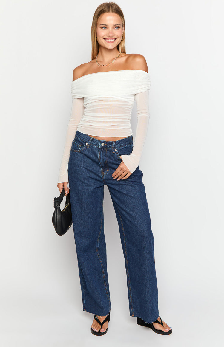 She's Yours Dark Wash Denim Wide Leg Boyfriend Jeans — 3