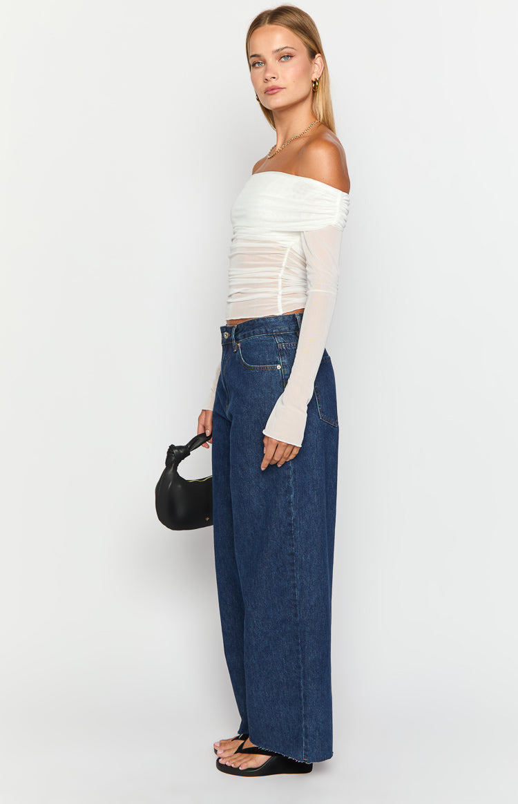 She's Yours Dark Wash Denim Wide Leg Boyfriend Jeans — 4