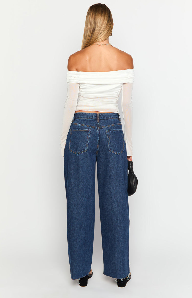 She's Yours Dark Wash Denim Wide Leg Boyfriend Jeans — 5