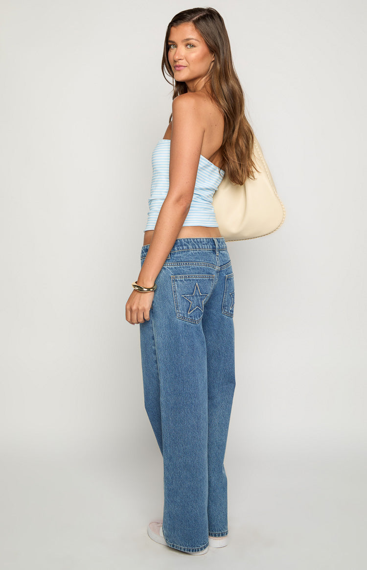 Clara Star Mid Wash Denim Low Rise Jeans — 5