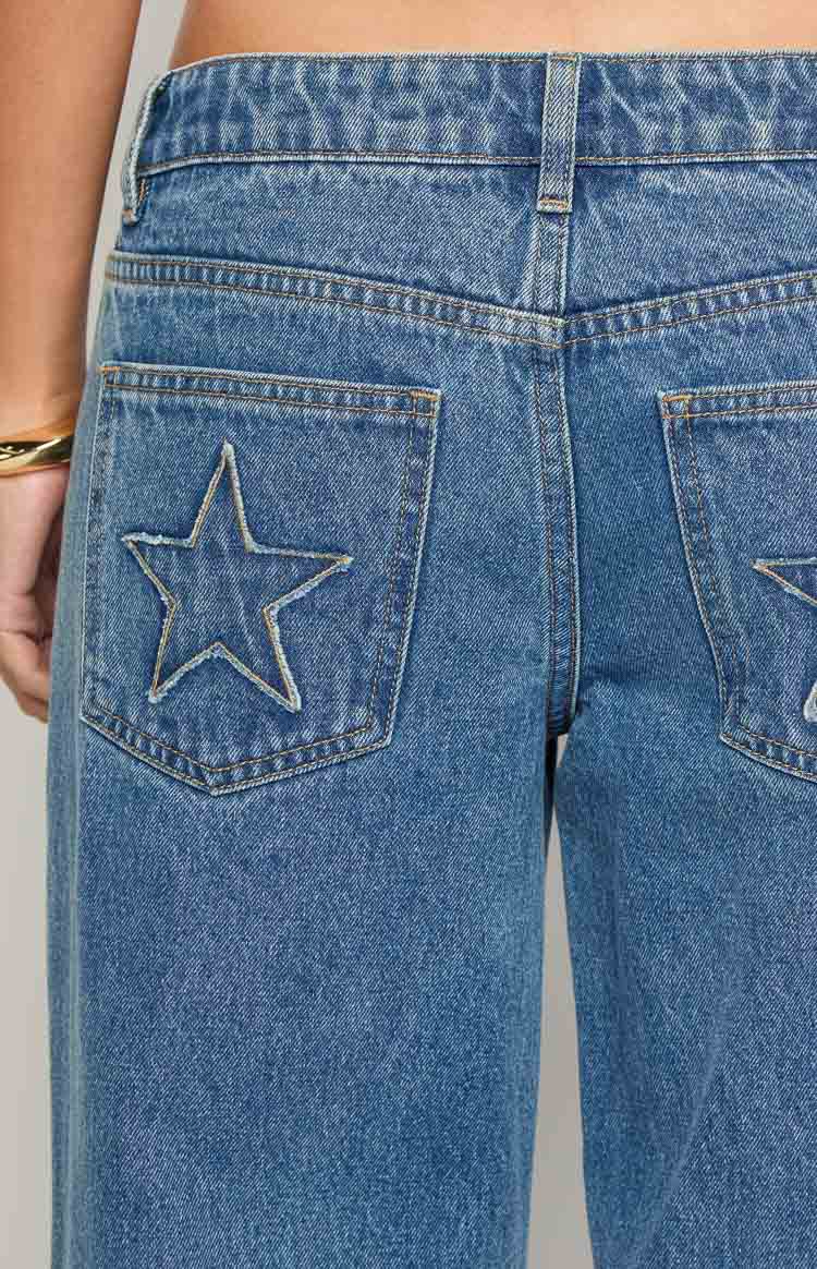 Clara Star Mid Wash Denim Low Rise Jeans — 6