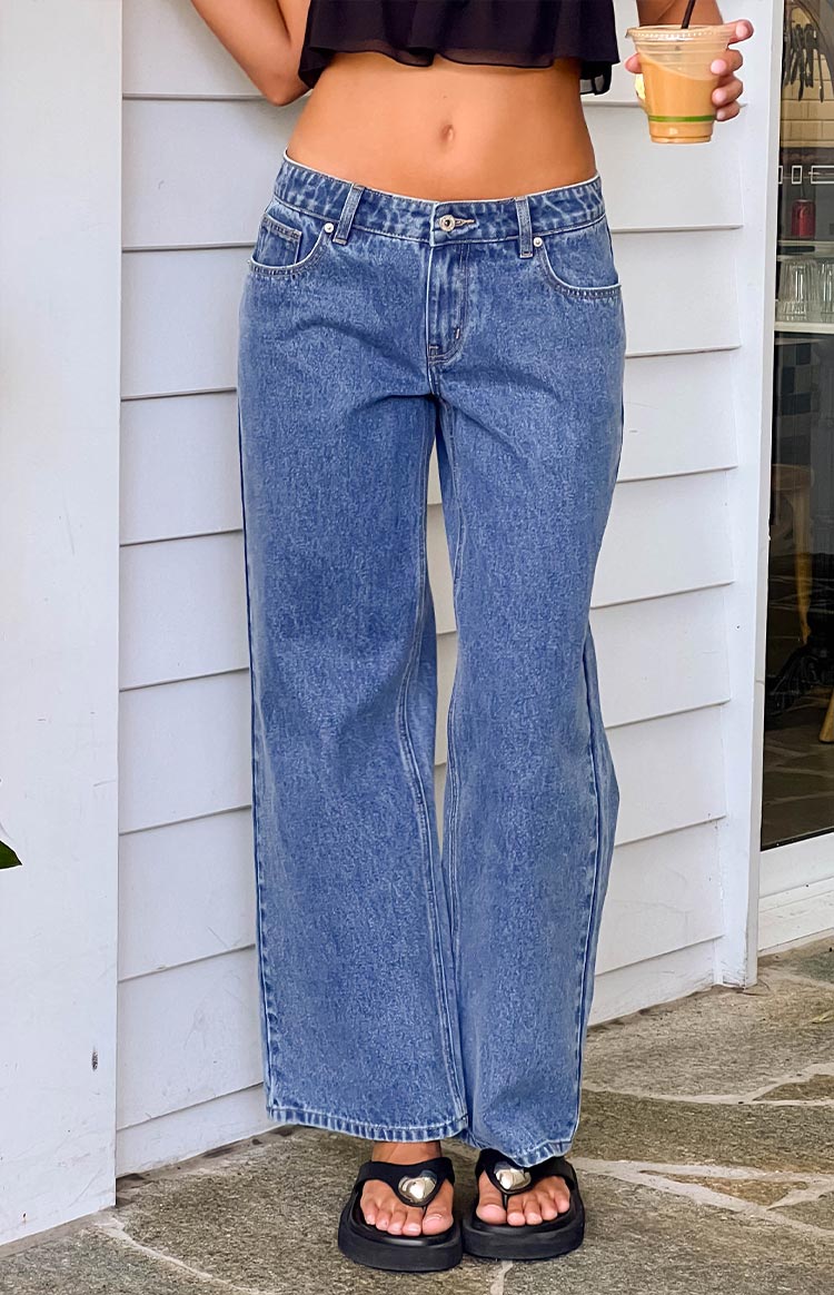 Clara Star Mid Wash Denim Low Rise Jeans — 9