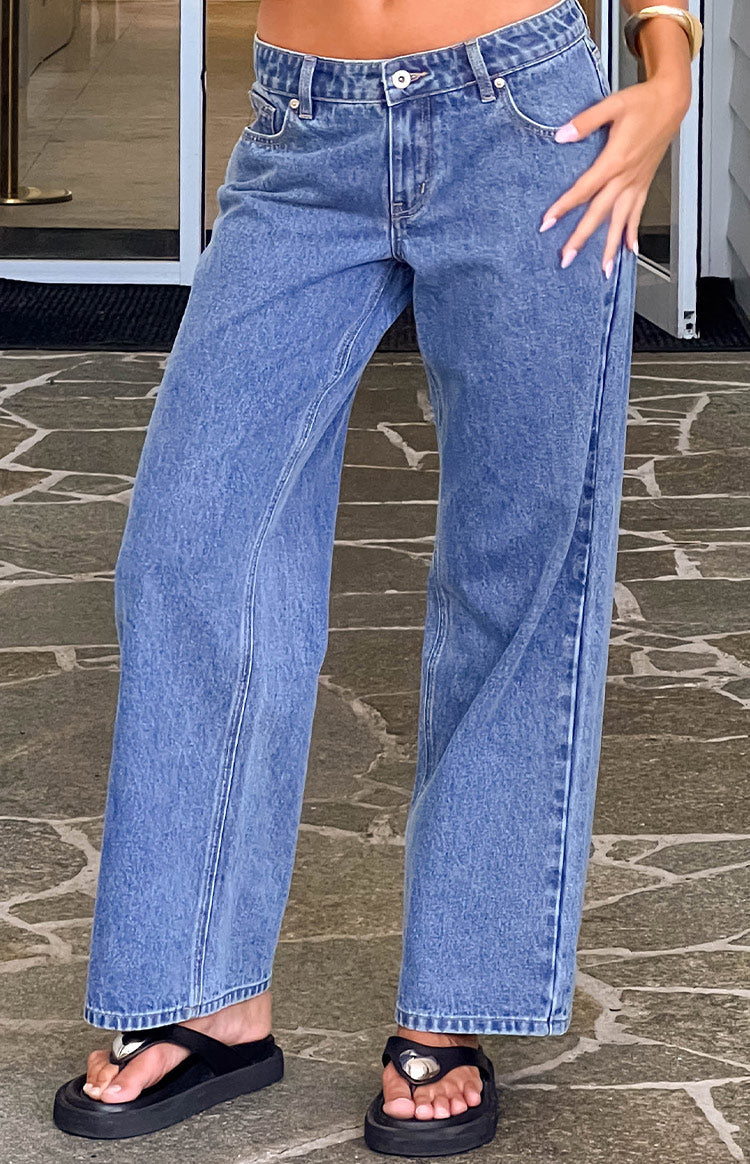 Clara Star Mid Wash Denim Low Rise Jeans — 10