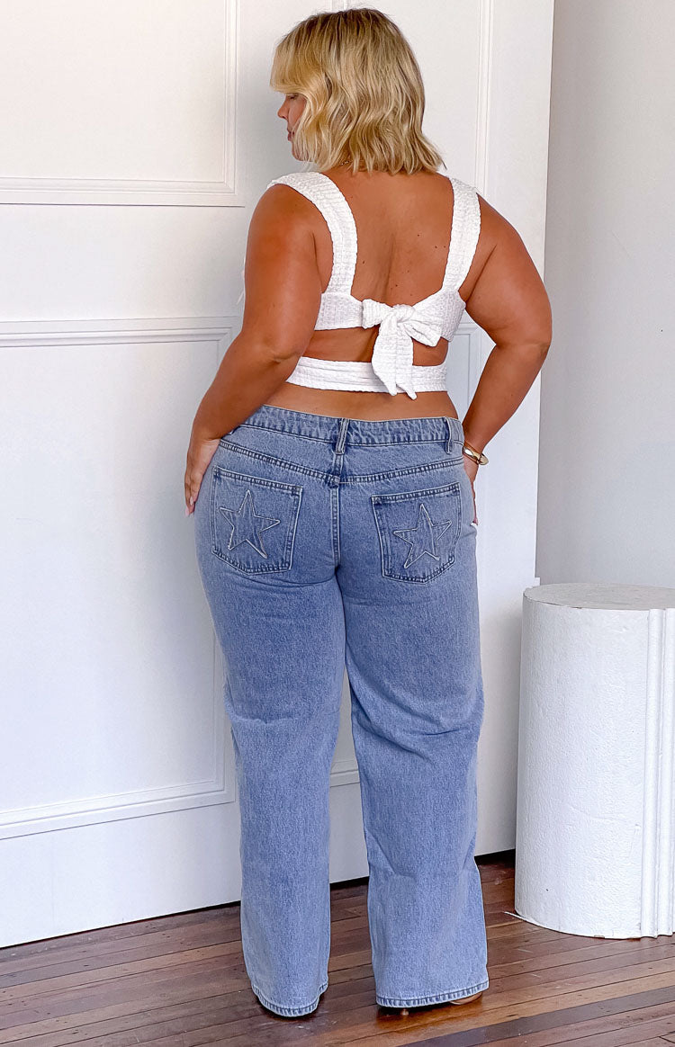 Clara Star Mid Wash Denim Low Rise Jeans — 11